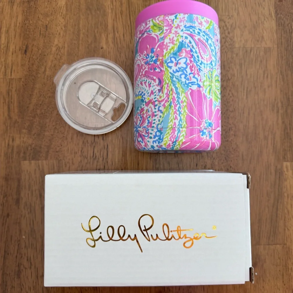 NWT Lilly Pulitzer Insulated Can Tumbler 11.8 oz Flock Full of Fun
